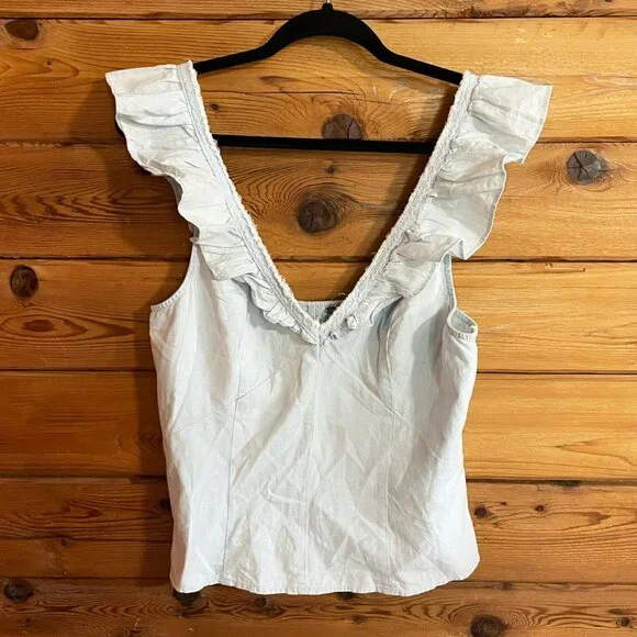 Free People Winona Denim Top Size Large - Picture 3 of 7